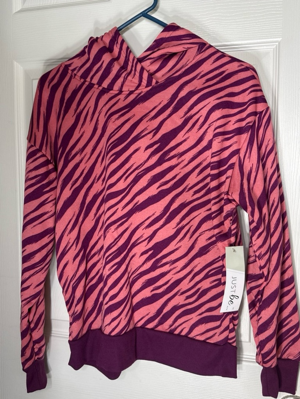 just be Pink and Purple Zebra-Print Pullover Hoodie